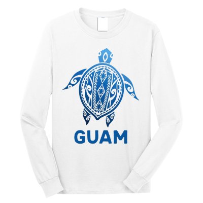 Guam Tribal Tattoo Blue Sea Turtle Souvenirs Long Sleeve Shirt