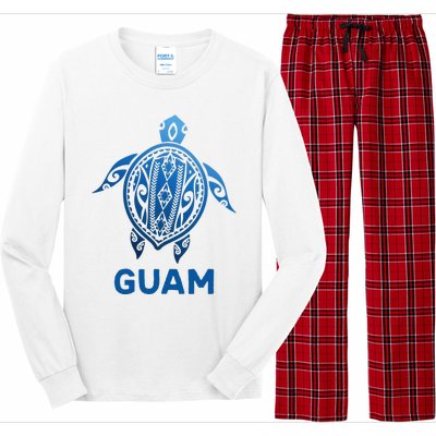 Guam Tribal Tattoo Blue Sea Turtle Souvenirs Long Sleeve Pajama Set