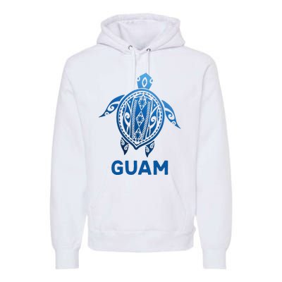 Guam Tribal Tattoo Blue Sea Turtle Souvenirs Premium Hoodie