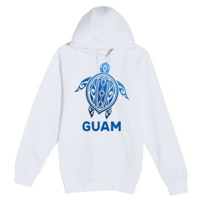 Guam Tribal Tattoo Blue Sea Turtle Souvenirs Premium Pullover Hoodie