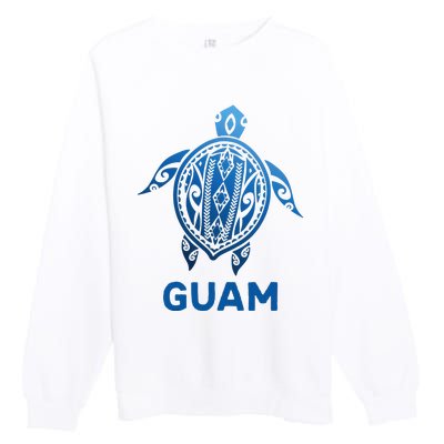 Guam Tribal Tattoo Blue Sea Turtle Souvenirs Premium Crewneck Sweatshirt