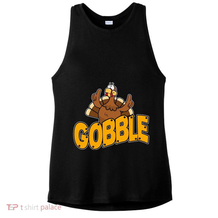 Gobble Turkey Thanksgiving Holiday Ladies PosiCharge Tri-Blend Wicking Tank