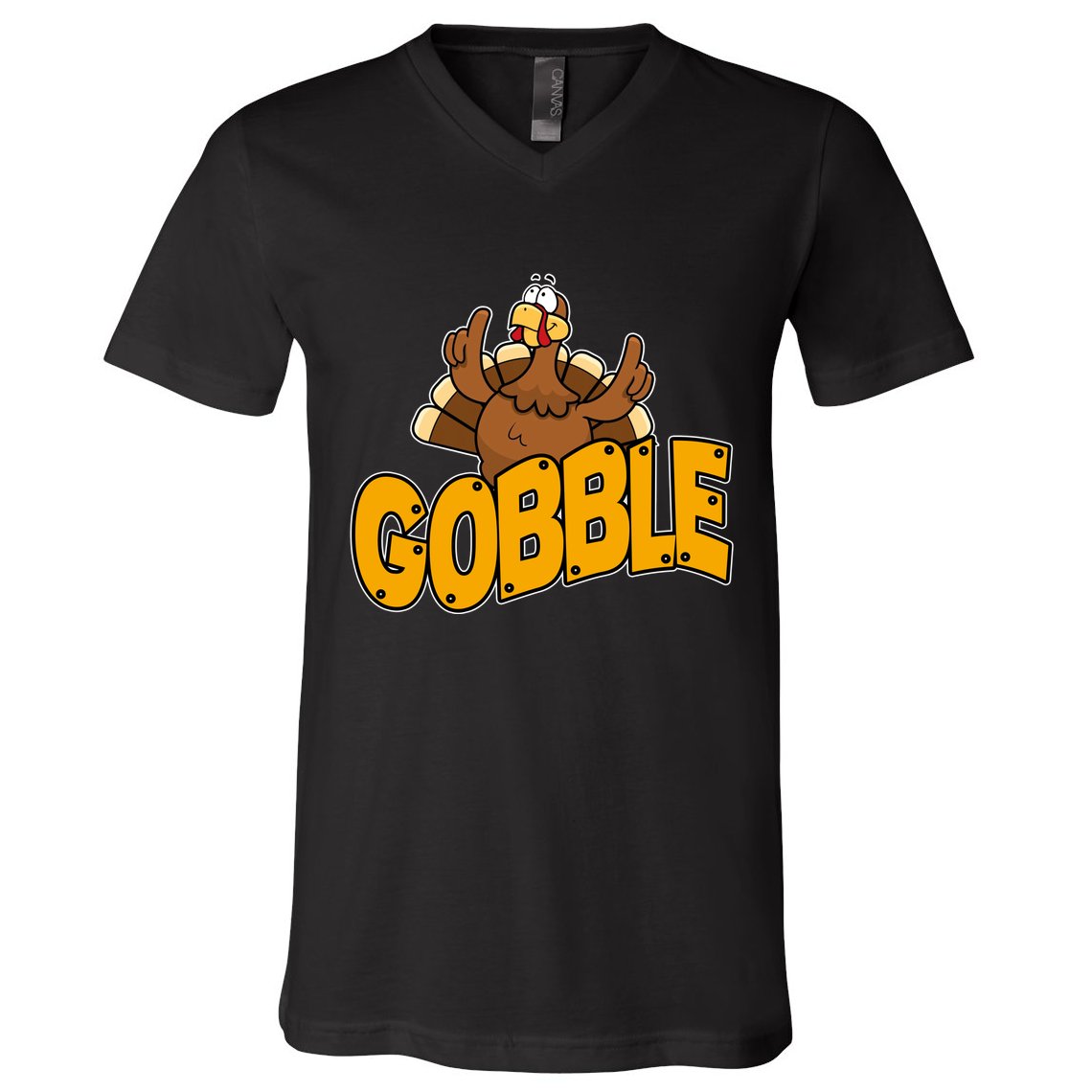 Gobble Turkey Thanksgiving Holiday V-Neck T-Shirt