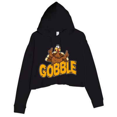 Gobble Turkey Thanksgiving Holiday Crop Fleece Hoodie