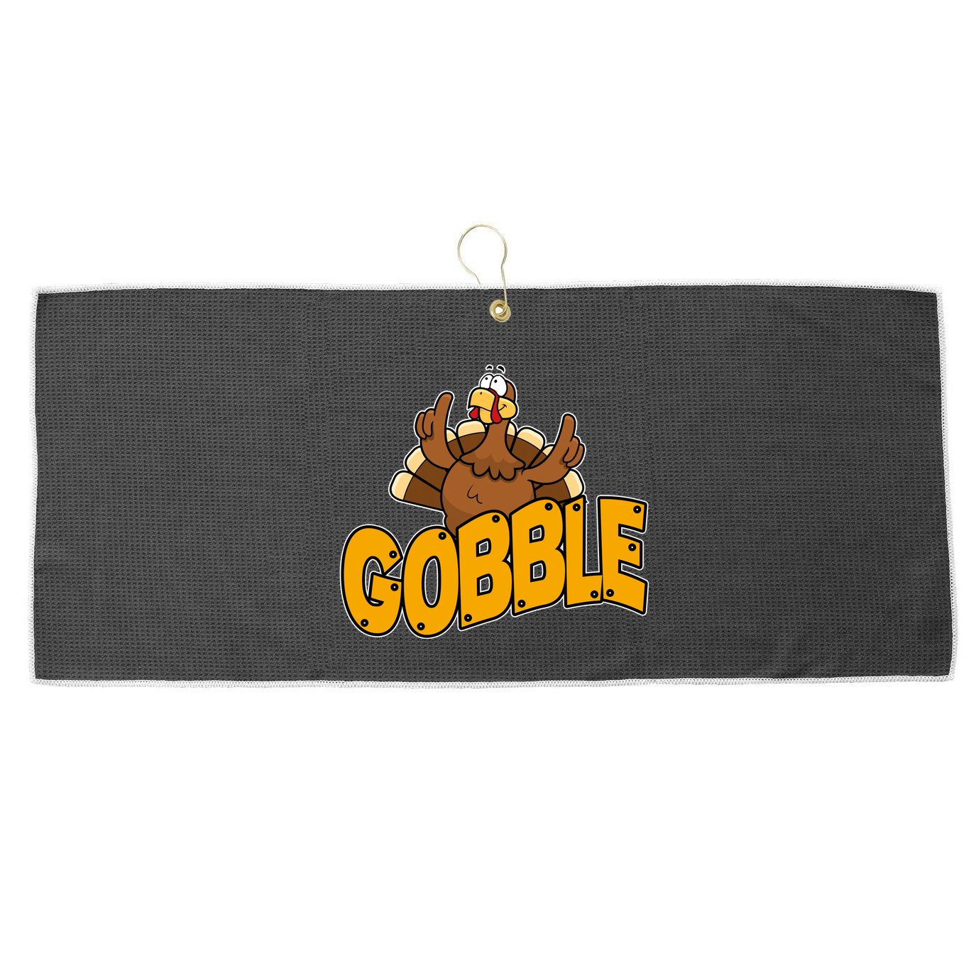 Gobble Turkey Thanksgiving Holiday Large Microfiber Waffle Golf Towel