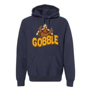 Gobble Turkey Thanksgiving Holiday Premium Hoodie