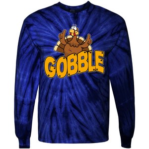 Gobble Turkey Thanksgiving Holiday Tie-Dye Long Sleeve Shirt