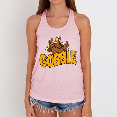 Gobble Turkey Thanksgiving Holiday Women's Knotted Racerback Tank