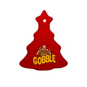 Gobble Turkey Thanksgiving Holiday Ceramic Tree Ornament