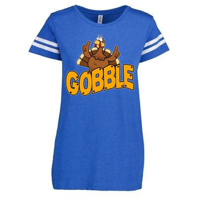 Gobble Turkey Thanksgiving Holiday Enza Ladies Jersey Football T-Shirt