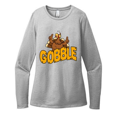 Gobble Turkey Thanksgiving Holiday Womens CVC Long Sleeve Shirt