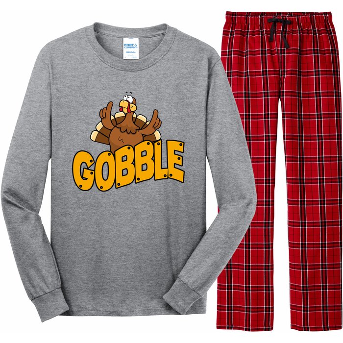 Gobble Turkey Thanksgiving Holiday Long Sleeve Pajama Set