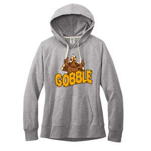 Gobble Turkey Thanksgiving Holiday Women's Fleece Hoodie