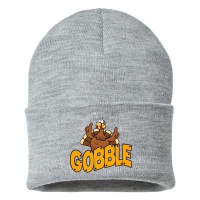 Gobble Turkey Thanksgiving Holiday Sustainable Knit Beanie