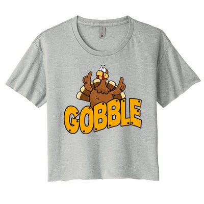 Gobble Turkey Thanksgiving Holiday Women's Crop Top Tee