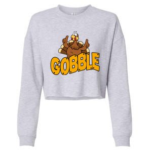 Gobble Turkey Thanksgiving Holiday Cropped Pullover Crew