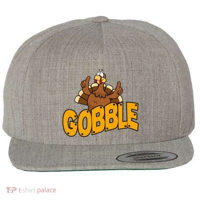 Gobble Turkey Thanksgiving Holiday Wool Snapback Cap
