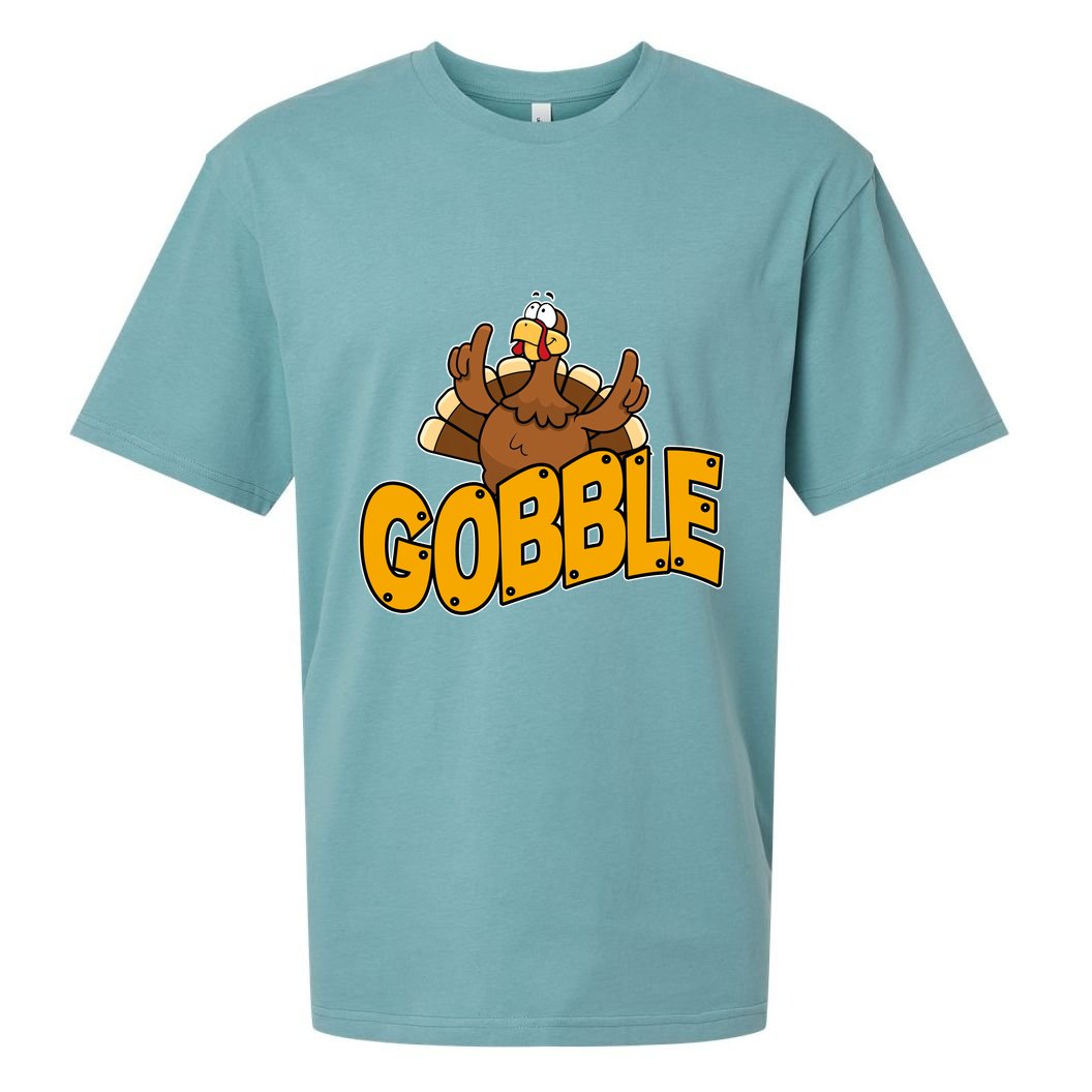 Gobble Turkey Thanksgiving Holiday Sueded Cloud Jersey T-Shirt