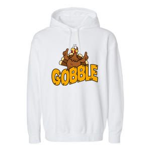 Gobble Turkey Thanksgiving Holiday Garment-Dyed Fleece Hoodie