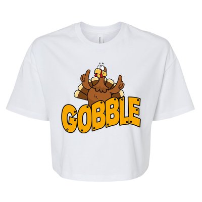 Gobble Turkey Thanksgiving Holiday Bella+Canvas Jersey Crop Tee