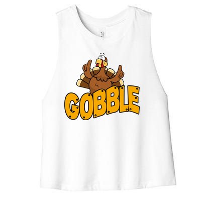 Gobble Turkey Thanksgiving Holiday Women's Racerback Cropped Tank