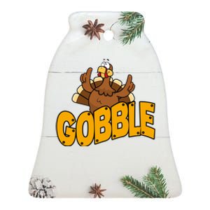 Gobble Turkey Thanksgiving Holiday Ceramic Bell Ornament