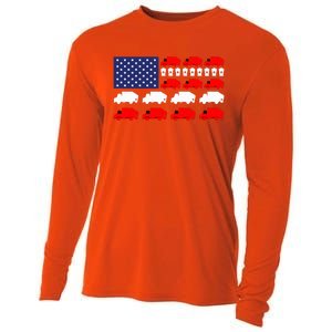 Garbage Truck Usa American Flag Patriotic Cooling Performance Long Sleeve Crew