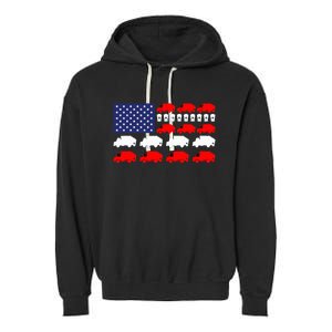 Garbage Truck Usa American Flag Patriotic Garment-Dyed Fleece Hoodie