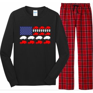 Garbage Truck Usa American Flag Patriotic Long Sleeve Pajama Set