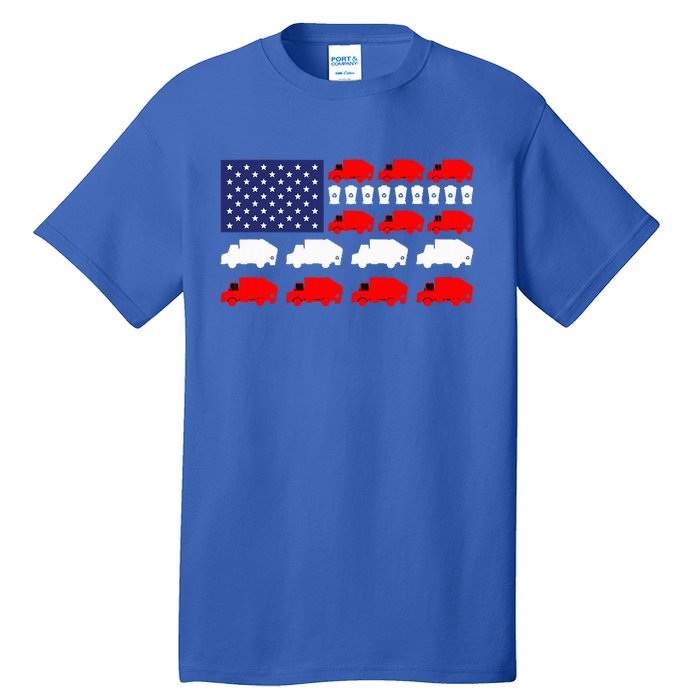 Garbage Truck Usa American Flag Patriotic Tall T-Shirt