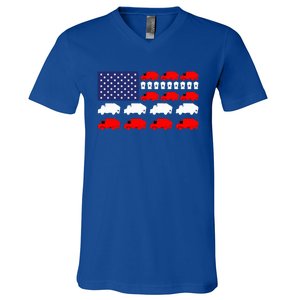 Garbage Truck Usa American Flag Patriotic V-Neck T-Shirt