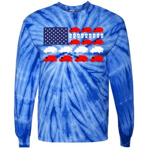 Garbage Truck Usa American Flag Patriotic Tie-Dye Long Sleeve Shirt