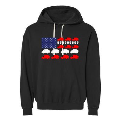 Garbage Truck Usa American Flag Garment-Dyed Fleece Hoodie