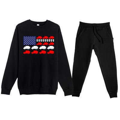 Garbage Truck Usa American Flag Premium Crewneck Sweatsuit Set