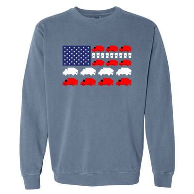 Garbage Truck Usa American Flag Garment-Dyed Sweatshirt