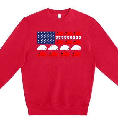 Garbage Truck Usa American Flag Premium Crewneck Sweatshirt