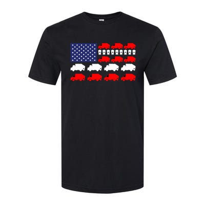 Garbage Truck Usa American Flag Softstyle CVC T-Shirt