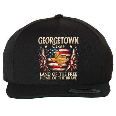 Georgetown Texas Usa Flag 4th Of July Funny Gift Wool Snapback Cap