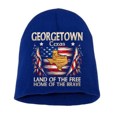 Georgetown Texas Usa Flag 4th Of July Funny Gift Short Acrylic Beanie