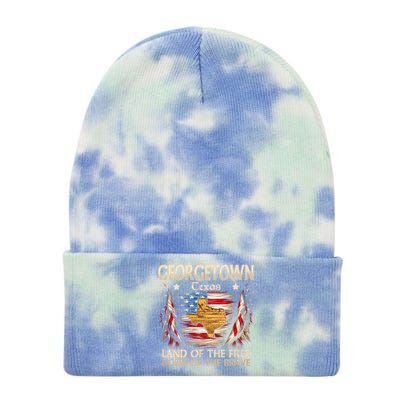 Georgetown Texas Usa Flag 4th Of July Funny Gift Tie Dye 12in Knit Beanie