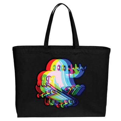 Ghost Trippy Vaporwave Halloween Techno Rave Edm Music Party Cotton Canvas Jumbo Tote