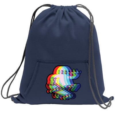 Ghost Trippy Vaporwave Halloween Techno Rave Edm Music Party Sweatshirt Cinch Pack Bag