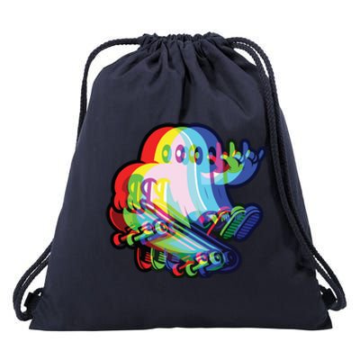 Ghost Trippy Vaporwave Halloween Techno Rave Edm Music Party Drawstring Bag