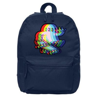 Ghost Trippy Vaporwave Halloween Techno Rave Edm Music Party 16 in Basic Backpack