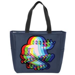 Ghost Trippy Vaporwave Halloween Techno Rave Edm Music Party Zip Tote Bag