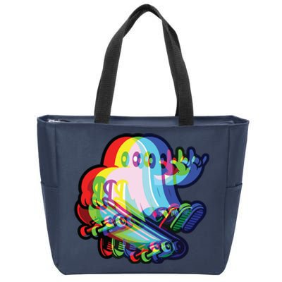 Ghost Trippy Vaporwave Halloween Techno Rave Edm Music Party Zip Tote Bag