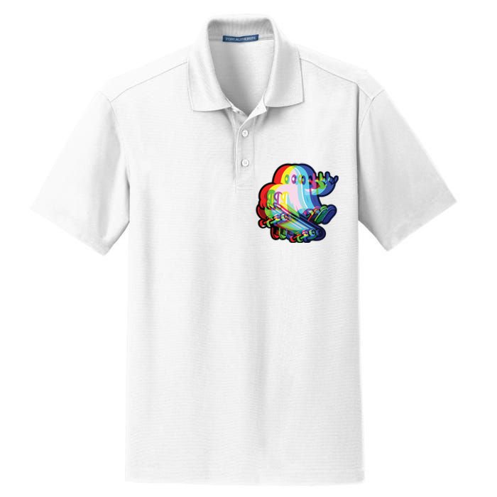 Ghost Trippy Vaporwave Halloween Techno Rave Edm Music Party Dry Zone Grid Polo