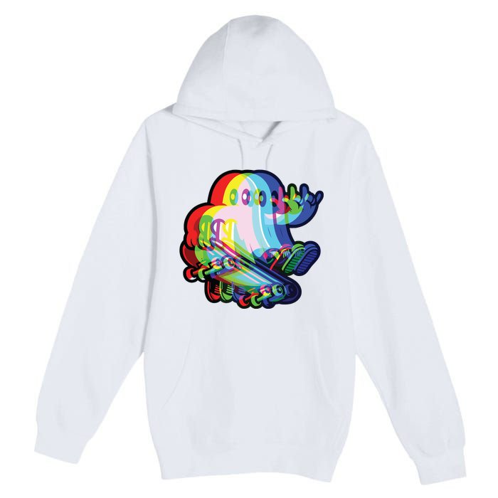 Ghost Trippy Vaporwave Halloween Techno Rave Edm Music Party Premium Pullover Hoodie