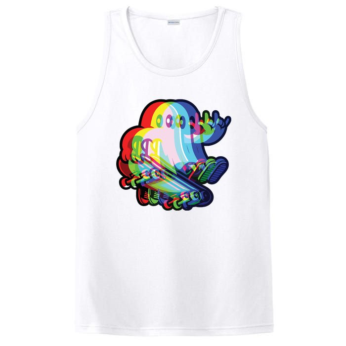 Ghost Trippy Vaporwave Halloween Techno Rave Edm Music Party PosiCharge Competitor Tank