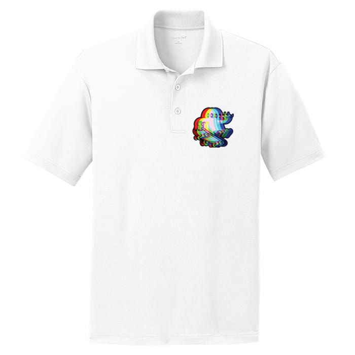 Ghost Trippy Vaporwave Halloween Techno Rave Edm Music Party PosiCharge RacerMesh Polo